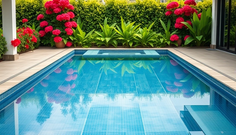 August Pool of the Month winner with vibrant surroundings and spa corner.