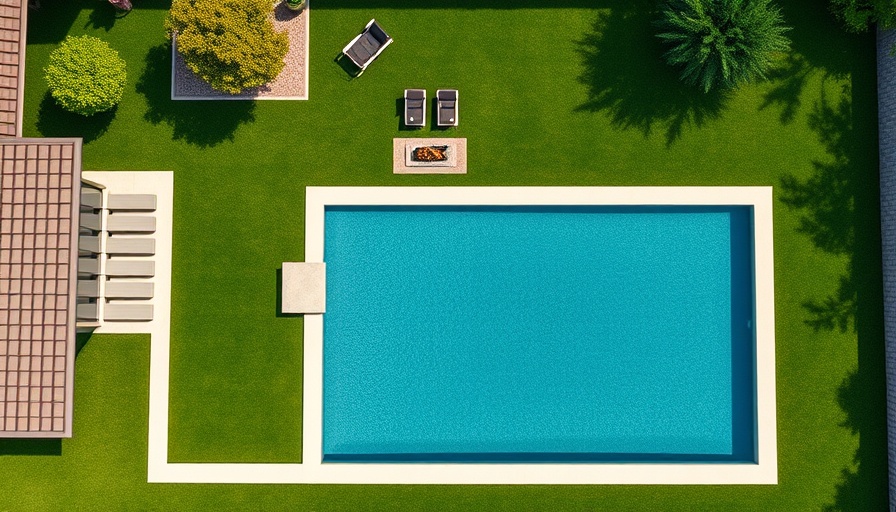 Aerial view of modern pool, September 2025 Pool of the Month.