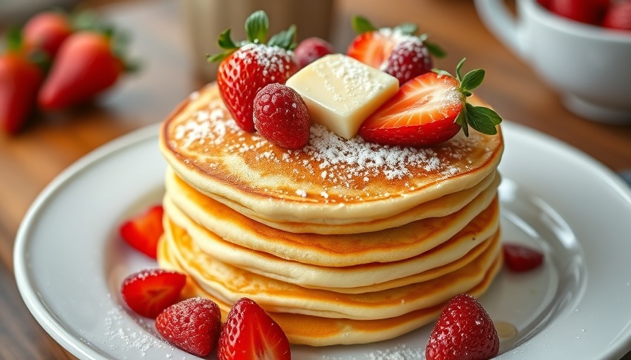 Tasty pancakes with strawberries at First Watch Germantown.