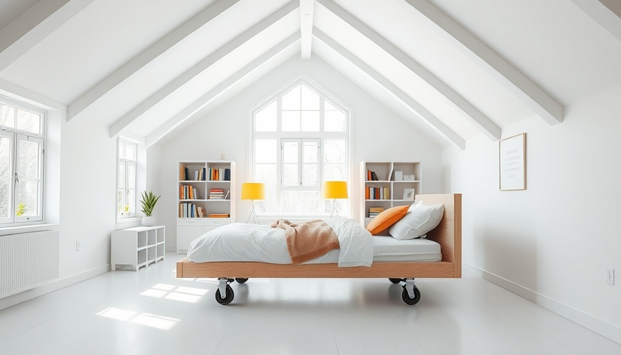 La Traverse Marseille minimalist room with bed on wheels and view.