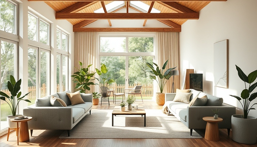Eco-conscious retrofit living room with modern design and plants.