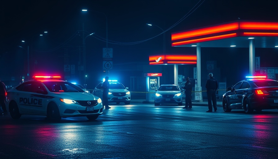 Police investigation at Southeast Memphis gas station at night