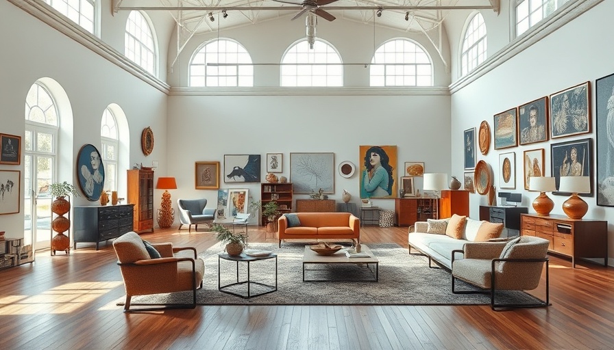 Hybrid gallery spaces with eclectic furniture and large windows
