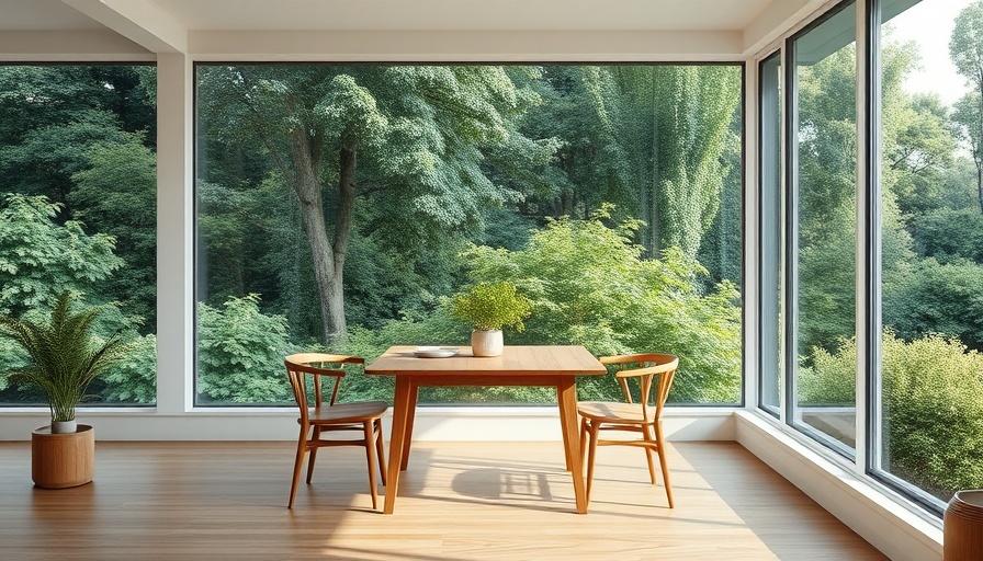 Guest House No. 16 Denmark dining room with wooden furniture and large windows.