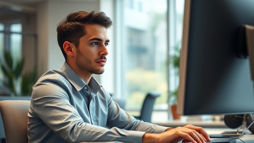 Professional young man improves user engagement with AI in a modern office.