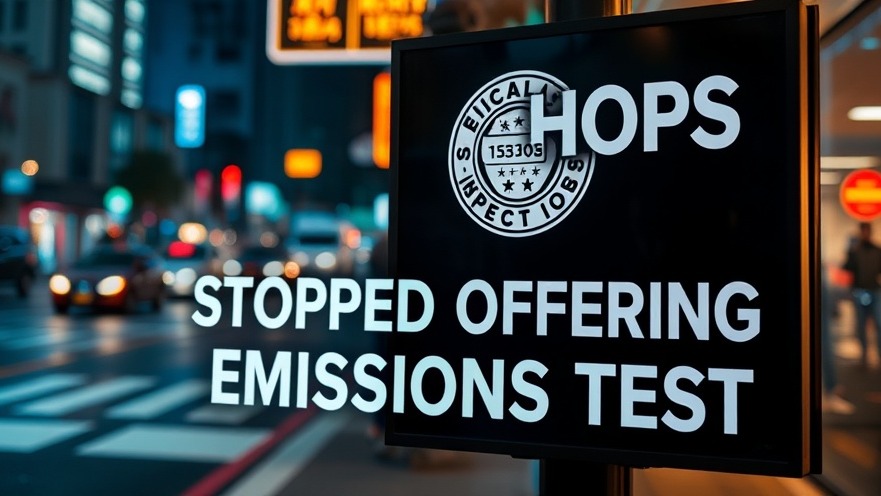 Texas vehicle inspections sign alerting about 1,500+ shops halting emissions tests.