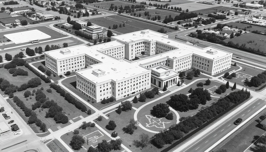 Aerial view of a historical hospital complex in Fort Worth, Texas.