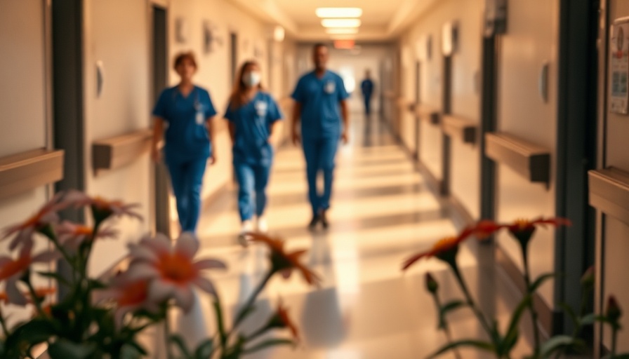 Texas Tech University medical staff walking through hospital corridor.