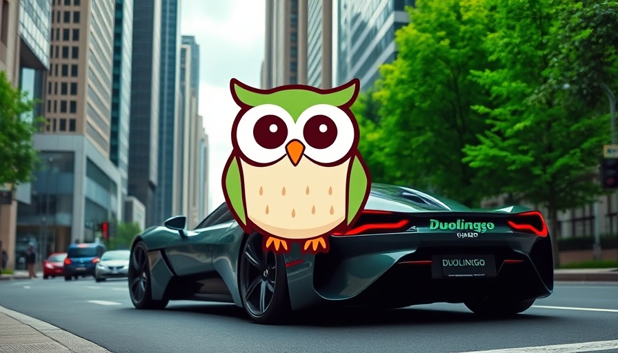 Creative depiction of Duolingo marketing strategy with owl and futuristic setting.