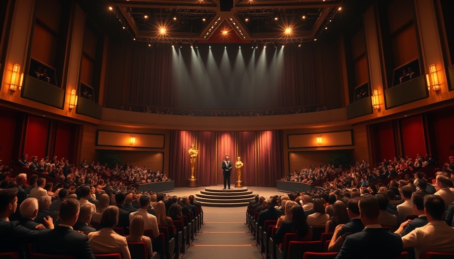 Elegant Oscar ceremony with audience in auditorium, Hulu Oscar Stream Failure.