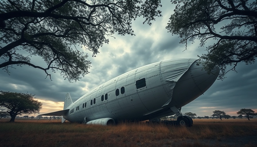 Airship incident covered by Texas Business News amid stormy sky.