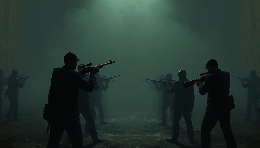 Conceptual illustration of a firing squad execution in South Carolina.