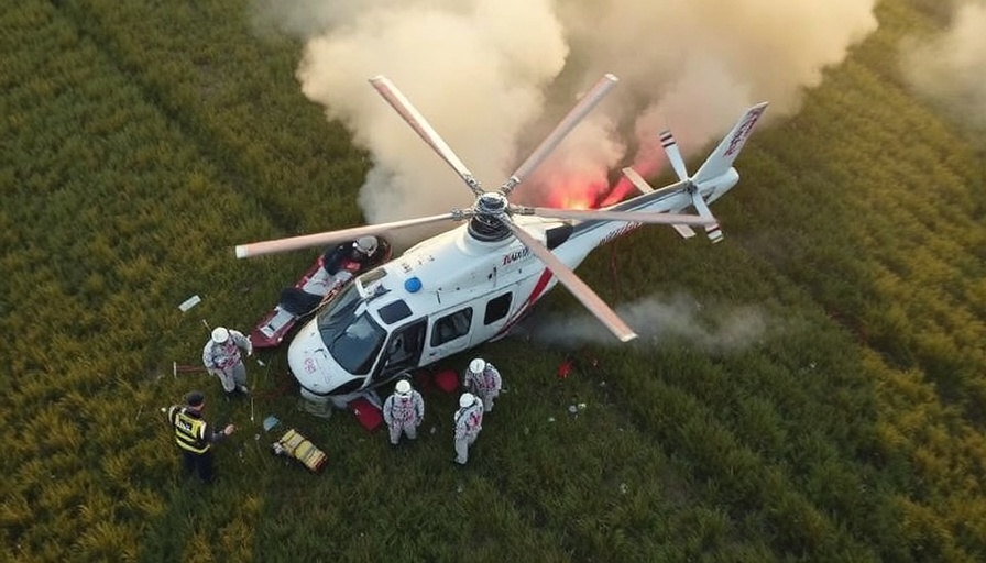 Aerial view of medical helicopter crash in Mississippi.