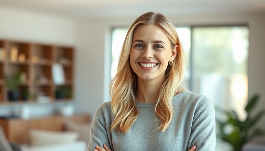 Smiling woman prioritizing happiness in a productive setting.