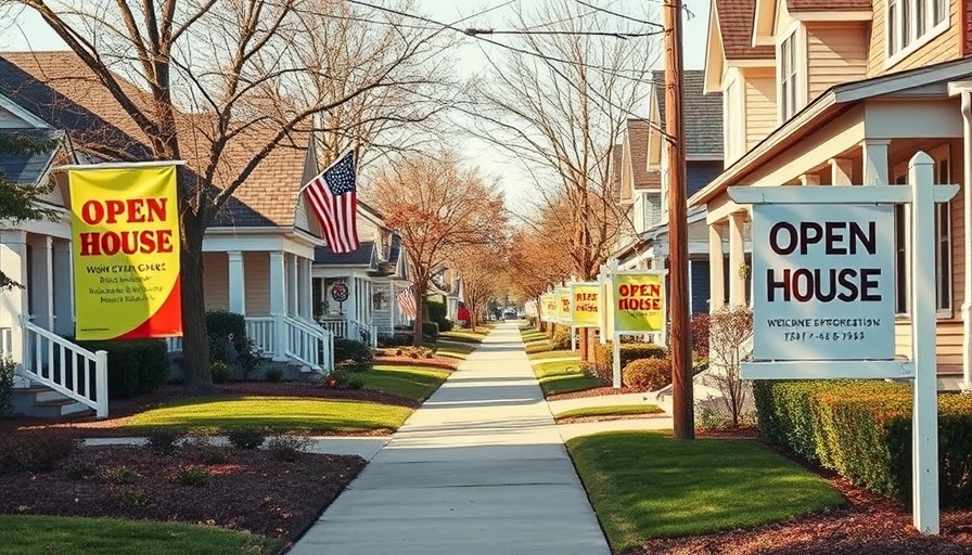 El Paso County suburban street with open house signs, reflecting population growth.