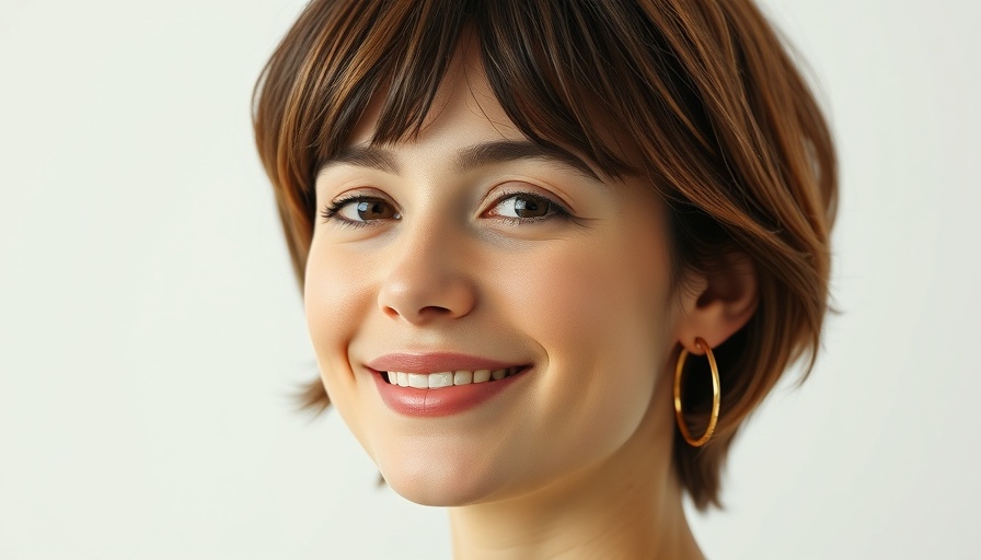 Portrait of a young woman smiling softly, wearing gold hoop earrings.