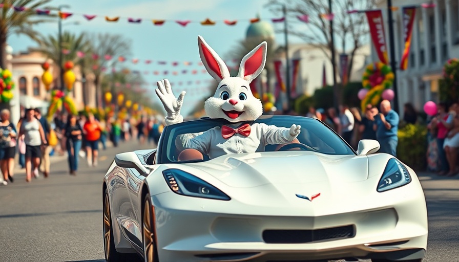 El Paso Easter events parade with Easter Bunny in Corvette.