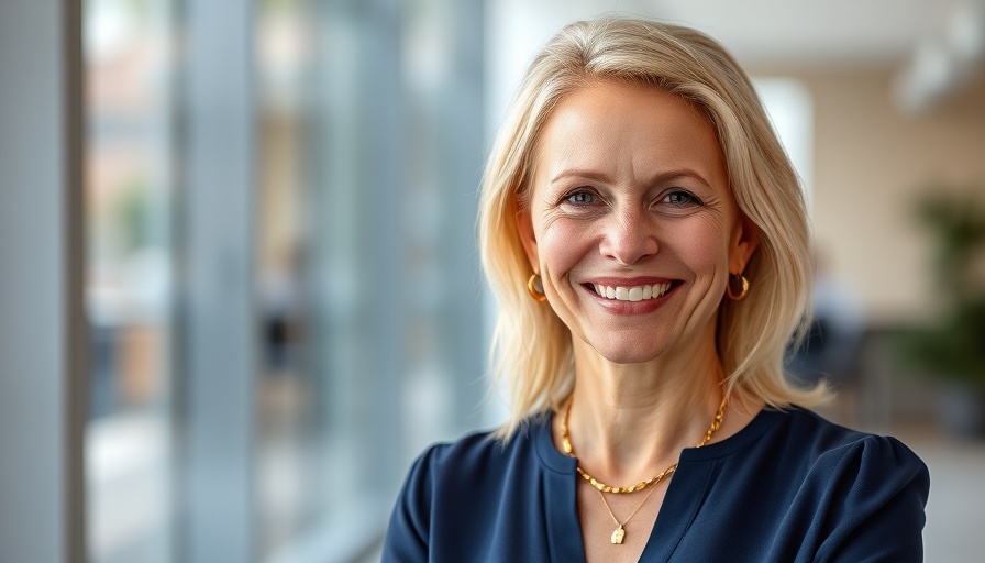Smiling blonde woman in professional attire symbolizes AI outperformed human doctors.