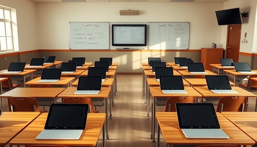 Empty classroom setup reflecting on teacher performance pay model.