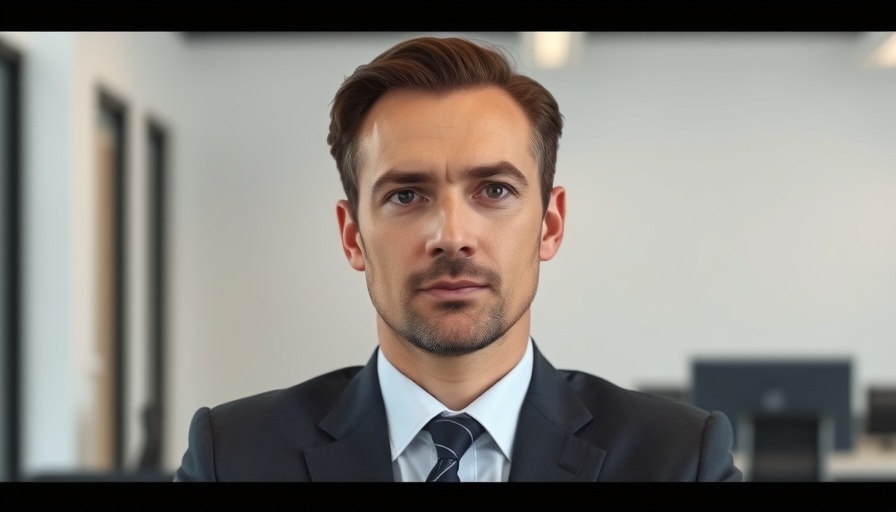Professional man in a suit seated indoors, office setting.
