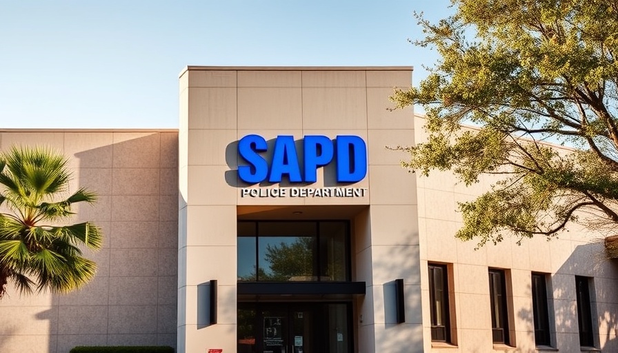 San Antonio News: SAPD building sign on sunny day