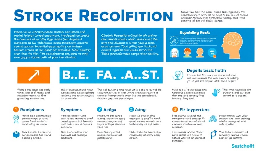 Infographic on urgent stroke care with B.E. F.A.S.T. symptoms.