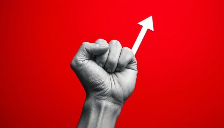Trump's Economic Transition symbolized by a fist and graph lines.