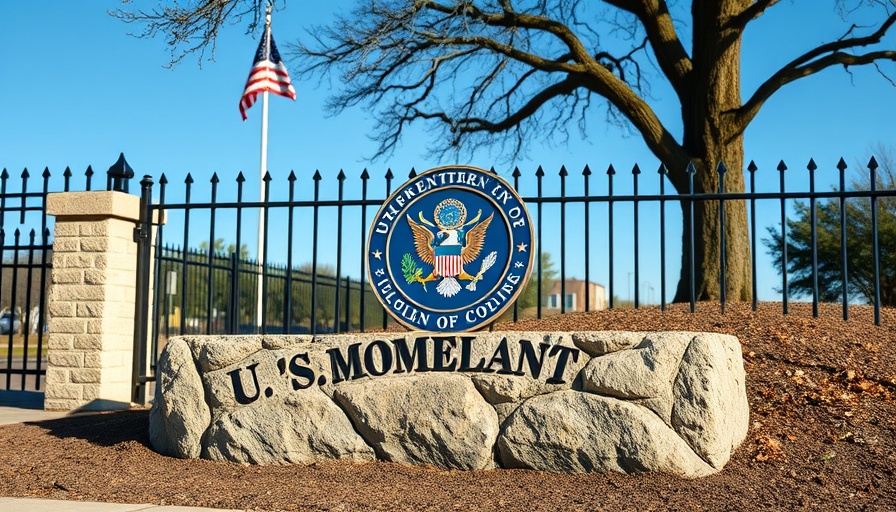 U.S. Department of Homeland Security sign at ICE detention center.