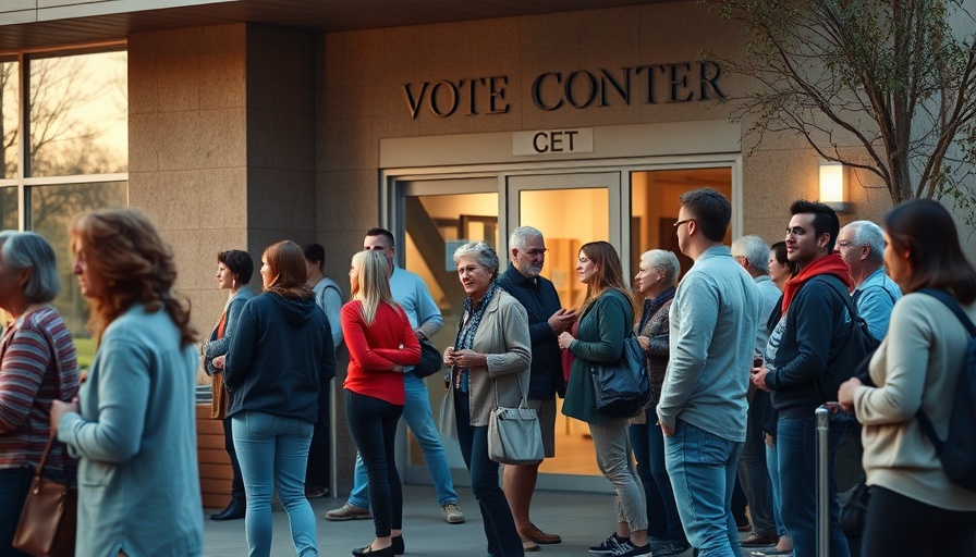 Voters outside community center during Texas SB 16 voting.