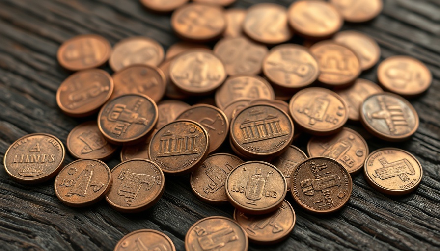 Close-up of scattered pennies, representing phase out the penny.