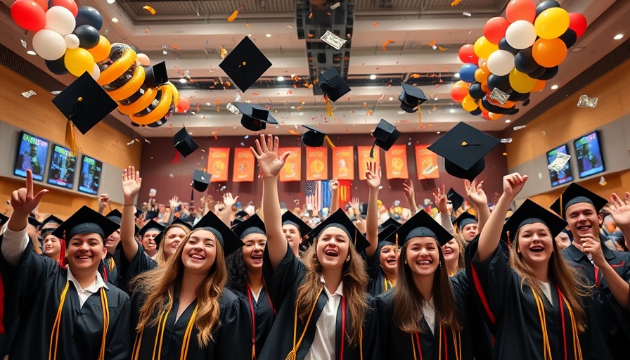 Tornillo High School graduation celebration with joyful graduates indoors.