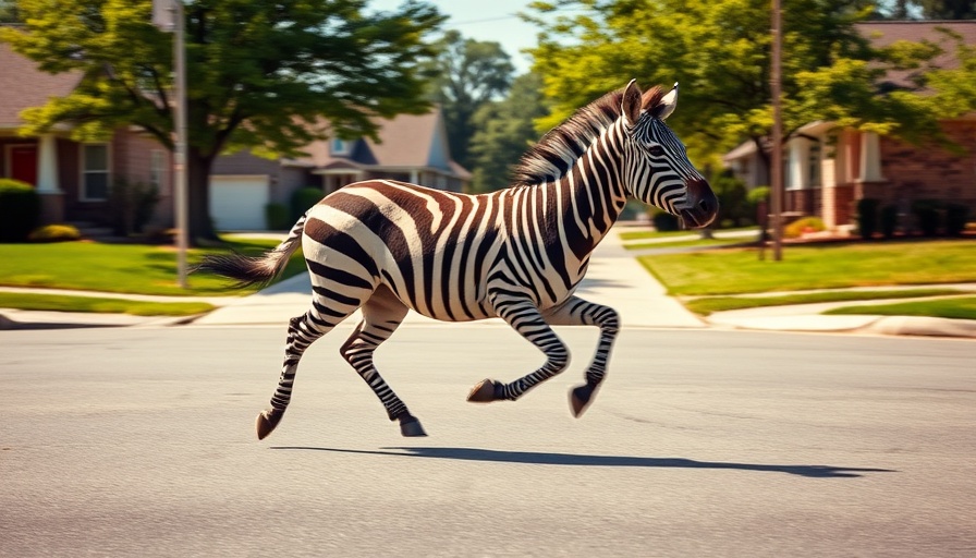 Zebra escaping in suburban Tennessee street, pet zebra escape Tennessee