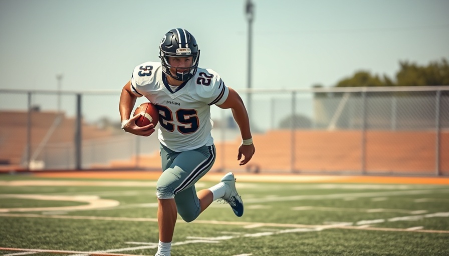 Athletic football player in action on the field during NIL era.