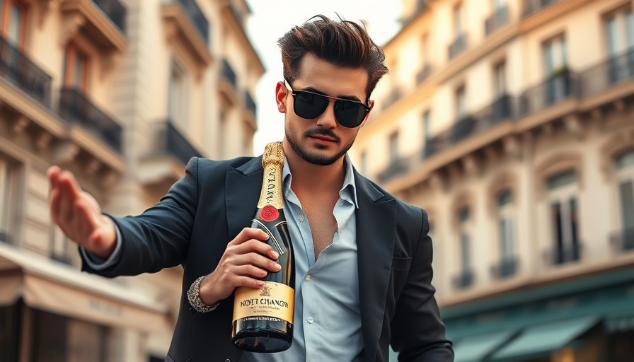 Moët Hennessy technology and tradition in urban setting, stylish figure.