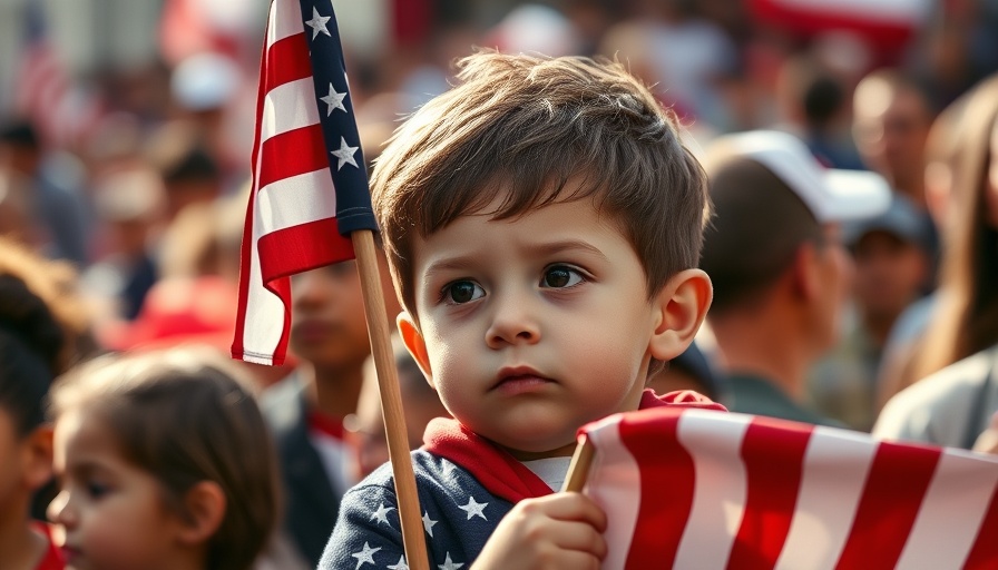 Young child with American flag at Texas event