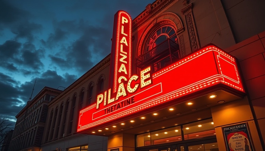 Plaza Theatre sign glowing at night near Hotel Paso Del Norte.