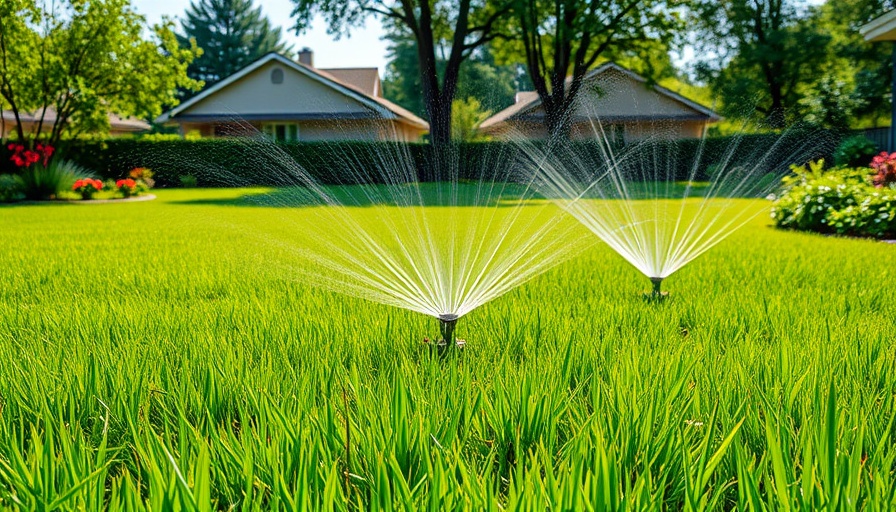 Lush backyard lawn with sprinklers, part of WaterWise rebate program El Paso.