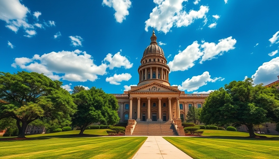 Texas State Capitol building under blue sky, highlighting legislative priorities.