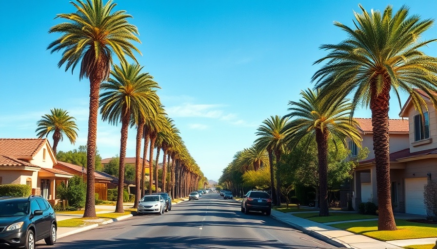 El Paso suburban street with palm trees, related to property tax hike.