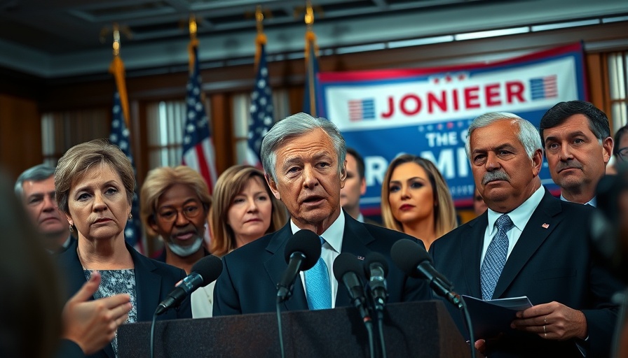 Group at press conference discussing Texas gerrymandering 2026, warm lighting.