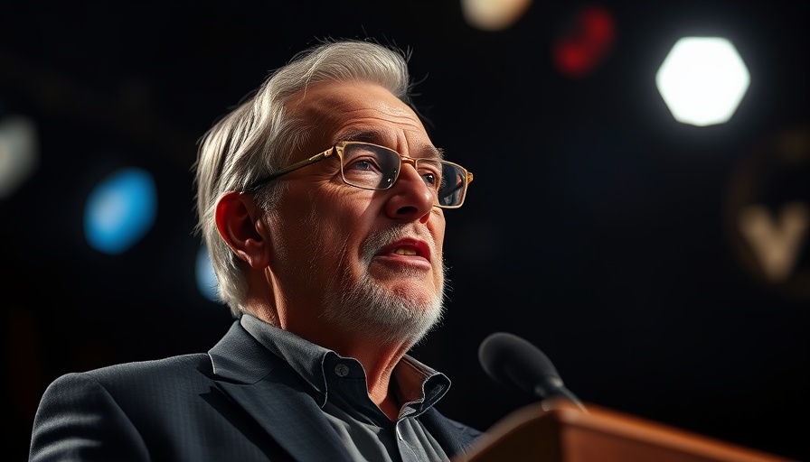 Politician speaking under bright lights during an investigation.