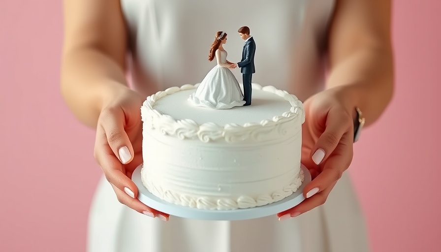 Hands holding cake with figurines symbolizes microweddings adaptation.