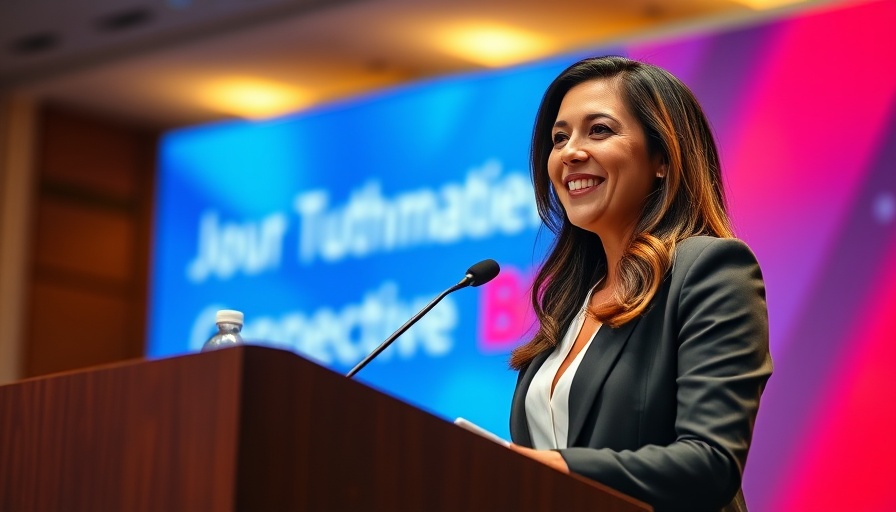 Woman presenting at Far Town Center event in Texas, success discussion.
