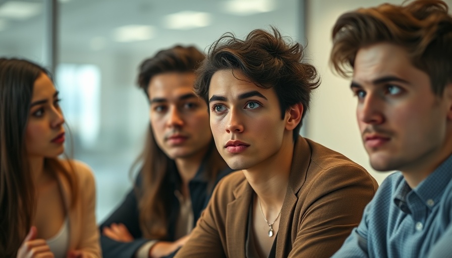 Pensive young adults facing quarter-life career crisis in a meeting room.