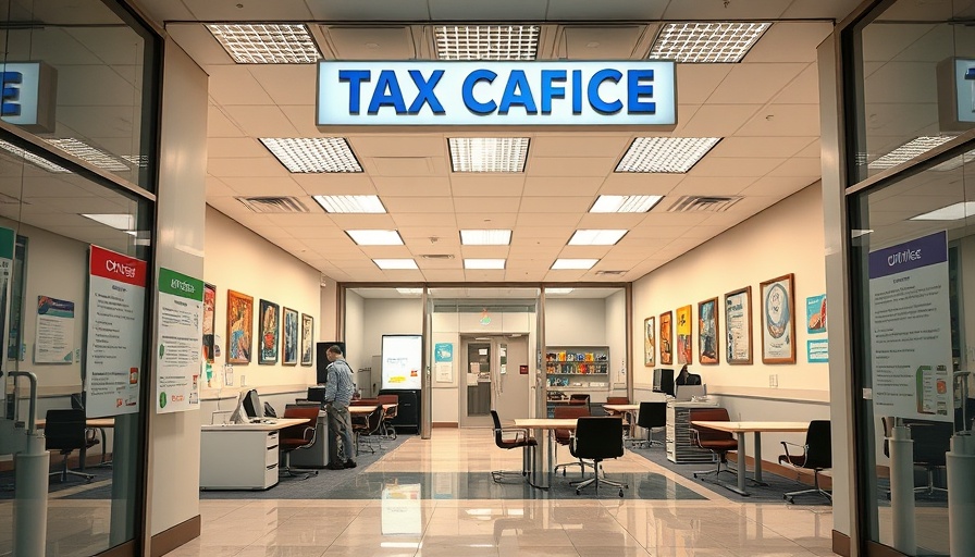 Interior of El Paso tax office, highlighting low property taxes signage.