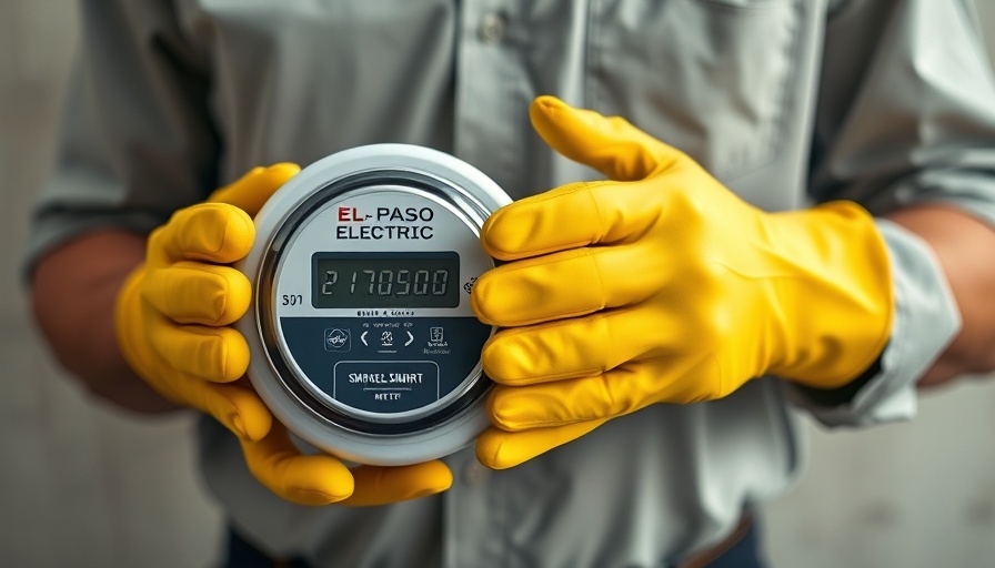 Person with rubber gloves holding El Paso Electric meter