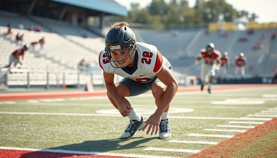 Eastwood High football player training on field in California.