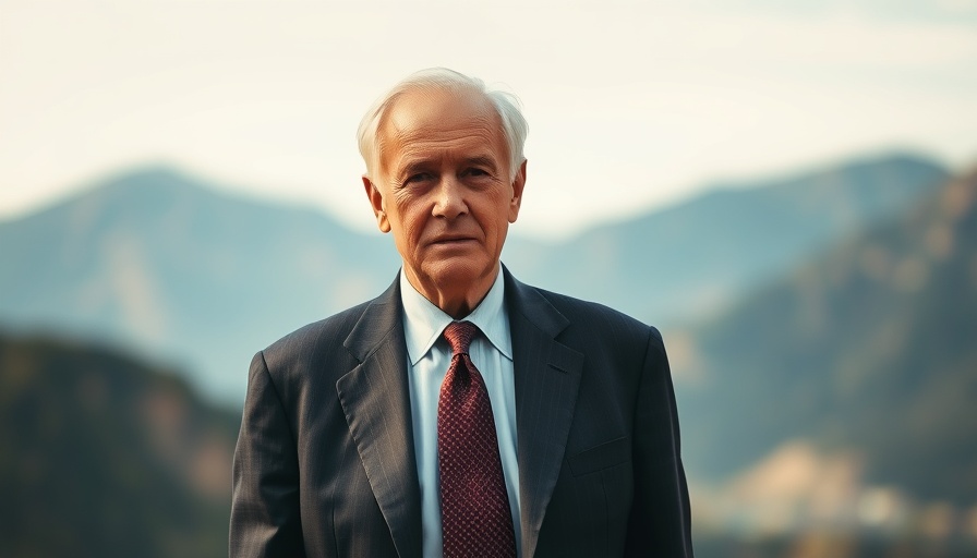 Elderly man in a suit outdoors, serious expression, natural lighting.