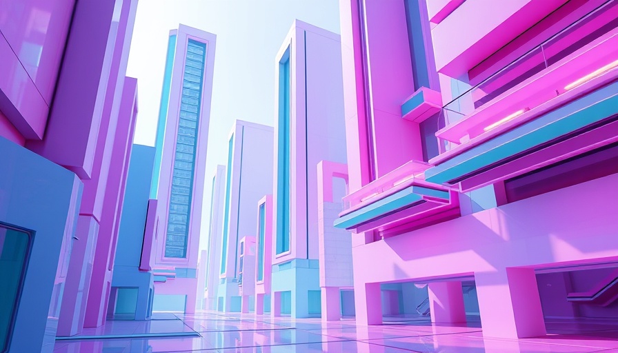 Abstract geometric cityscape in pastel hues for financial security concept