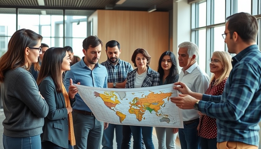 Diverse group planning EV fast charging stations in Texas with a map.
